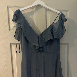 Jodi Slate Chiffon Spaghetti Strap Levkoff Bridesmaid dress size small